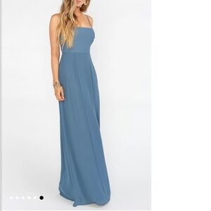 Show Me Your MuMu Dusty Blue Lauren Tie Maxi Dress